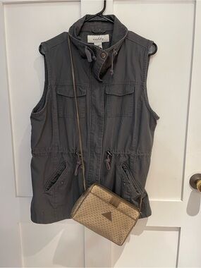 ✨ SEBBY Charcoal Gray Subversive Drawstring Utility Vest Womens XL